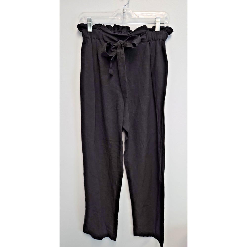 EMERSON FRY Paris Ankle Paperbag Pants M Pull On Black Tie Waist NEW $248